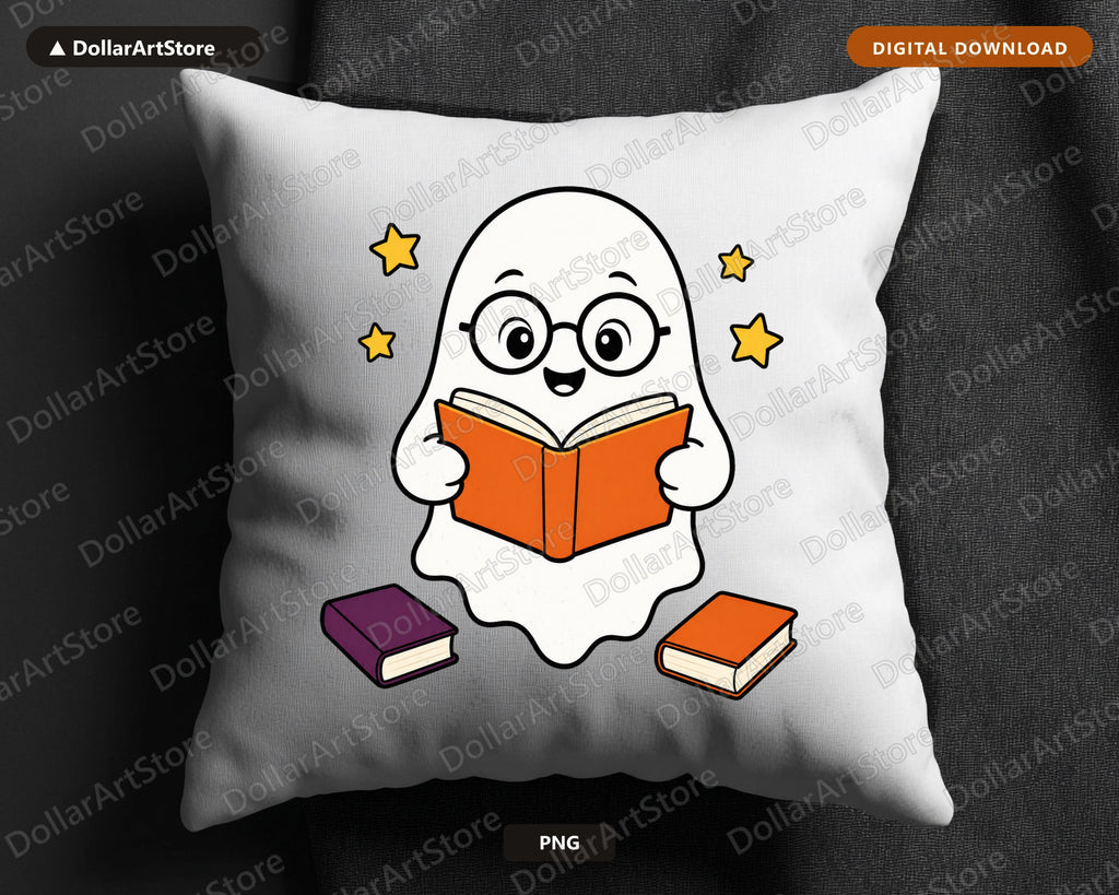 Bookish Ghost PNG, Reading Design, Sublimation Digital Download