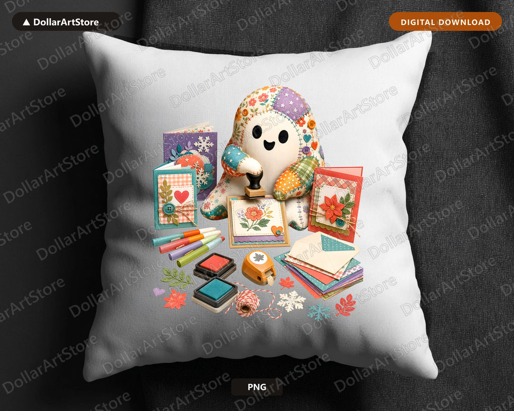 Crafty Ghost PNG, Sublimation Design, Scrapbooking Shirt Print Digital Download