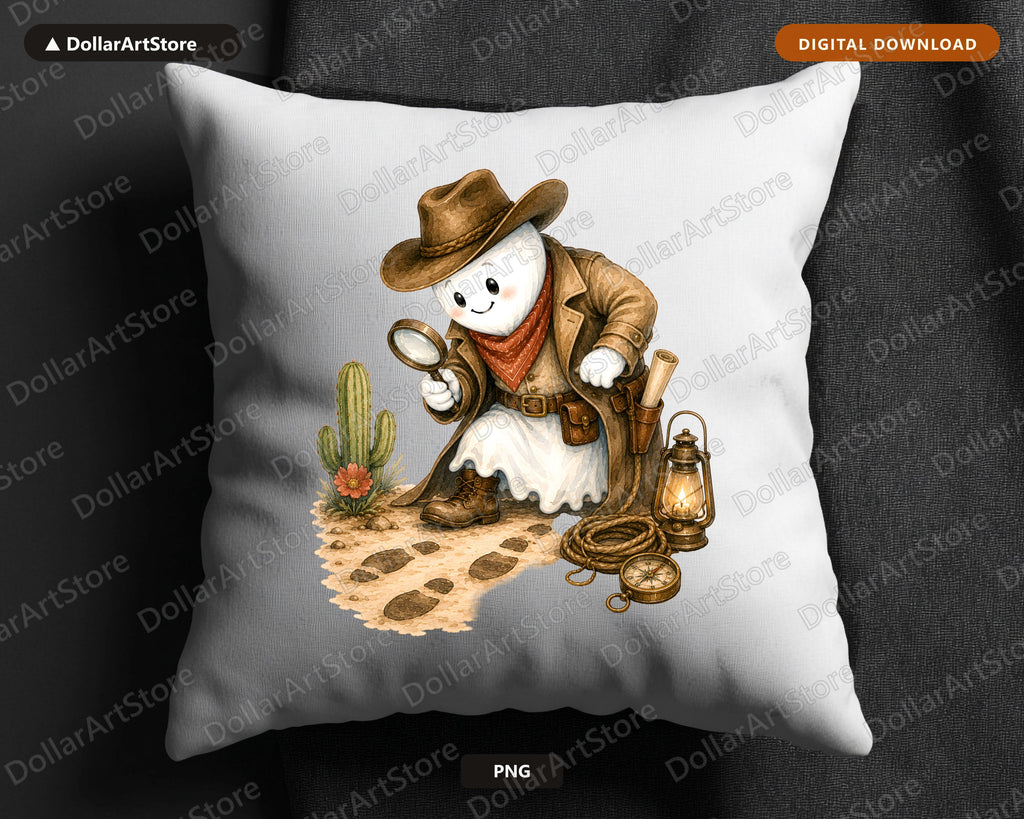 Western Cowboy Ghost PNG, Sublimation Design, Shirt & Tumbler Digital Download