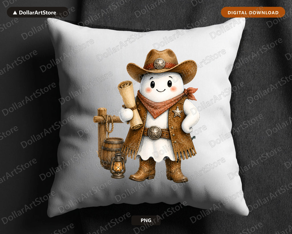 Western Cowboy Ghost PNG, Sublimation Design, Cute Western Shirt Design Digital Download