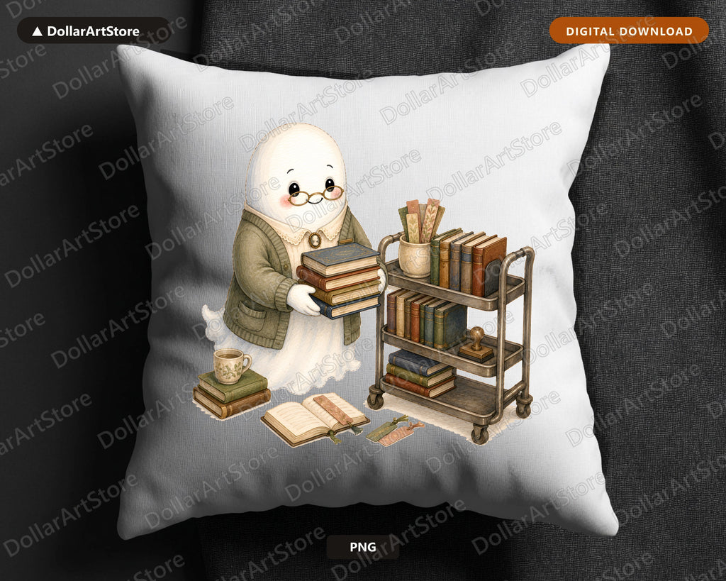 Librarian Ghost PNG Sublimation Design Shirt Digital Download