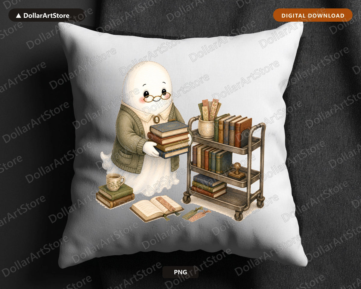 Librarian Ghost PNG Sublimation Design Shirt Digital Download