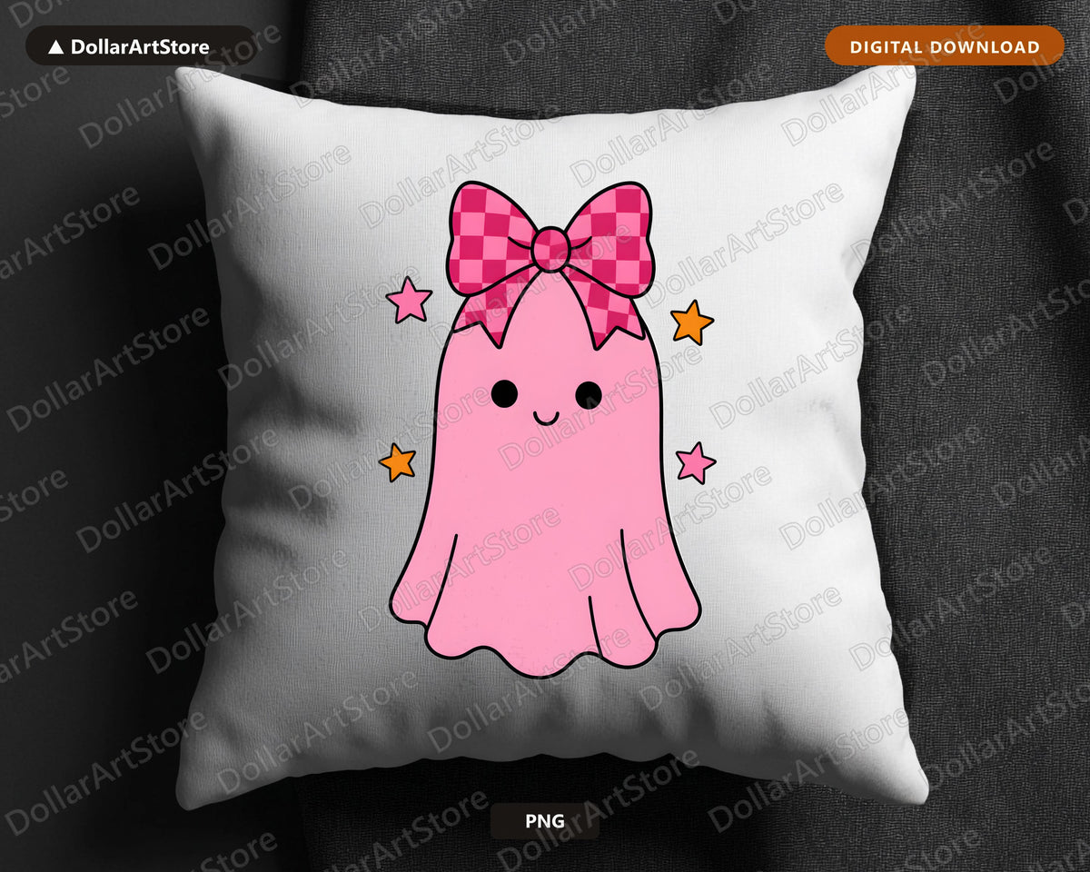Cute Pink Ghost PNG Sublimation Design, Halloween Shirt Design Digital Download