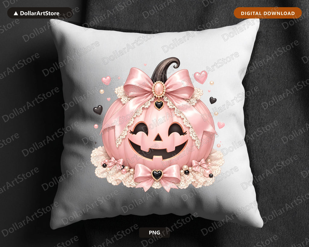 Coquette Halloween PNG, Pink Pumpkin Sublimation Design, Shirt Design Digital Download