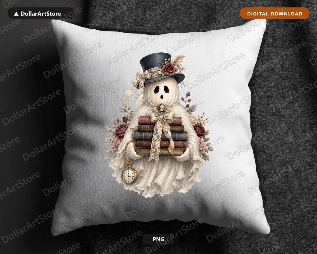 Bookish Ghost PNG, Vintage Gothic Design, Sublimation Shirt & Tumbler PNG