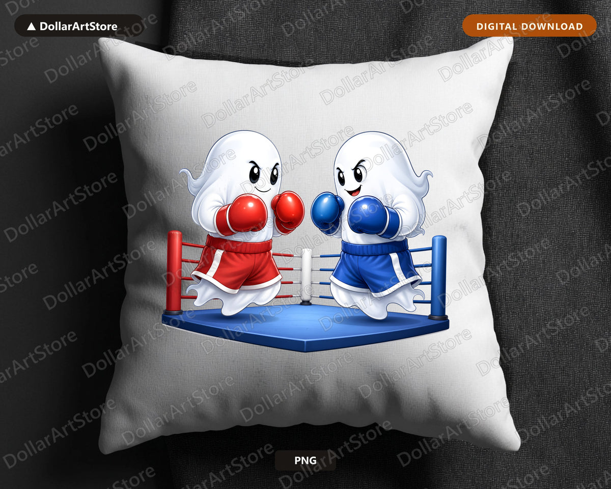 Cute Boxing Ghosts PNG, Sublimation Design, Shirt Print Digital Download