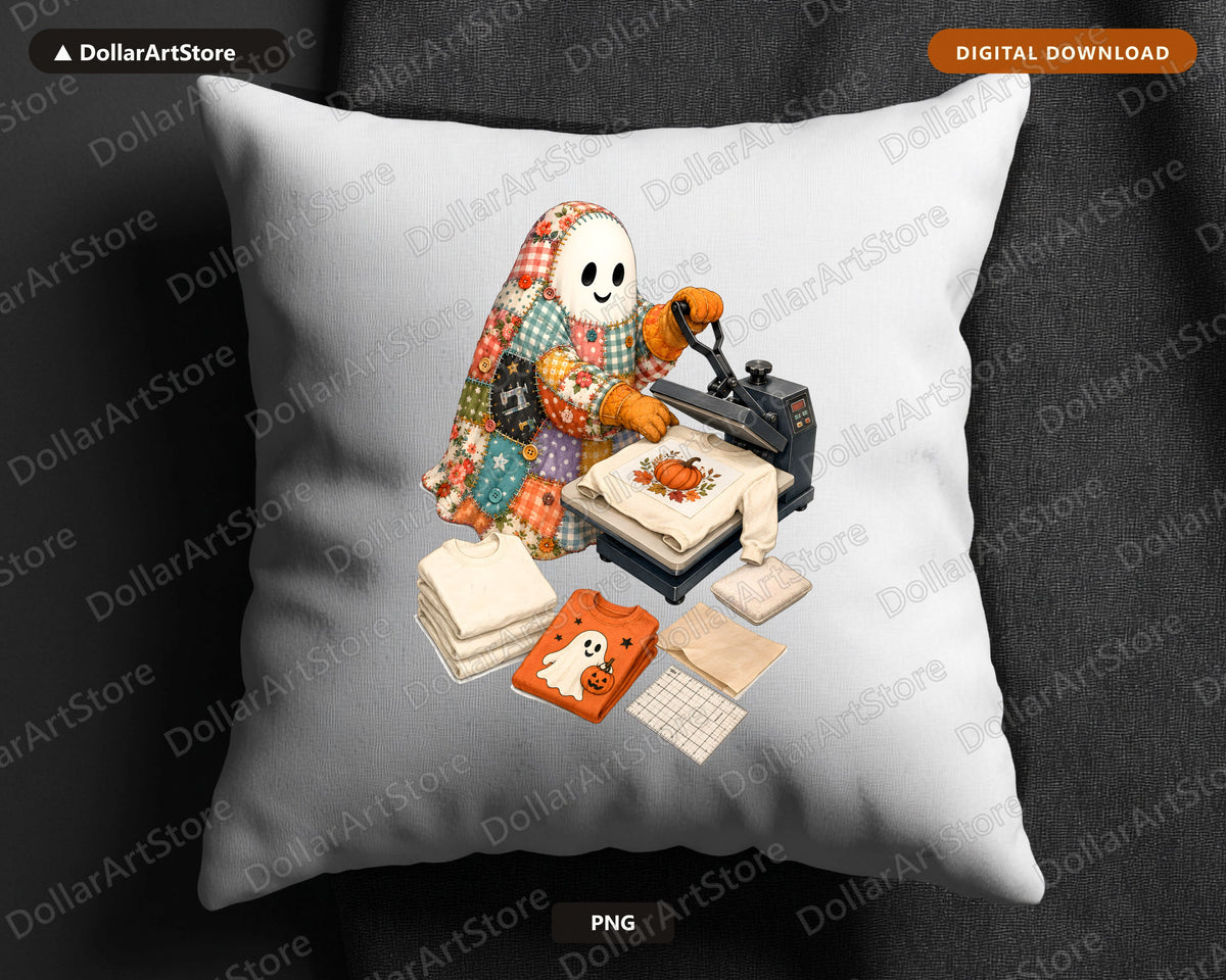 Crafting Ghost PNG, Fall Sublimation Design, Halloween Shirt Print