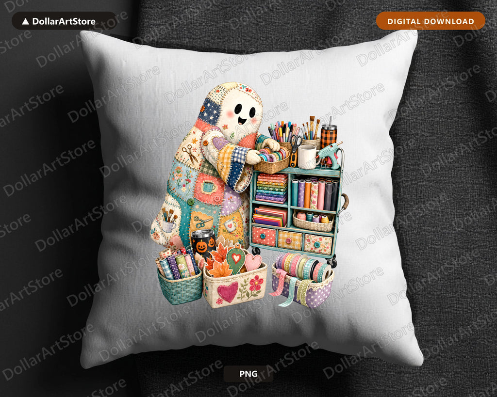 Crafting Ghost PNG, Sublimation Design, Print-on-Demand Digital Download