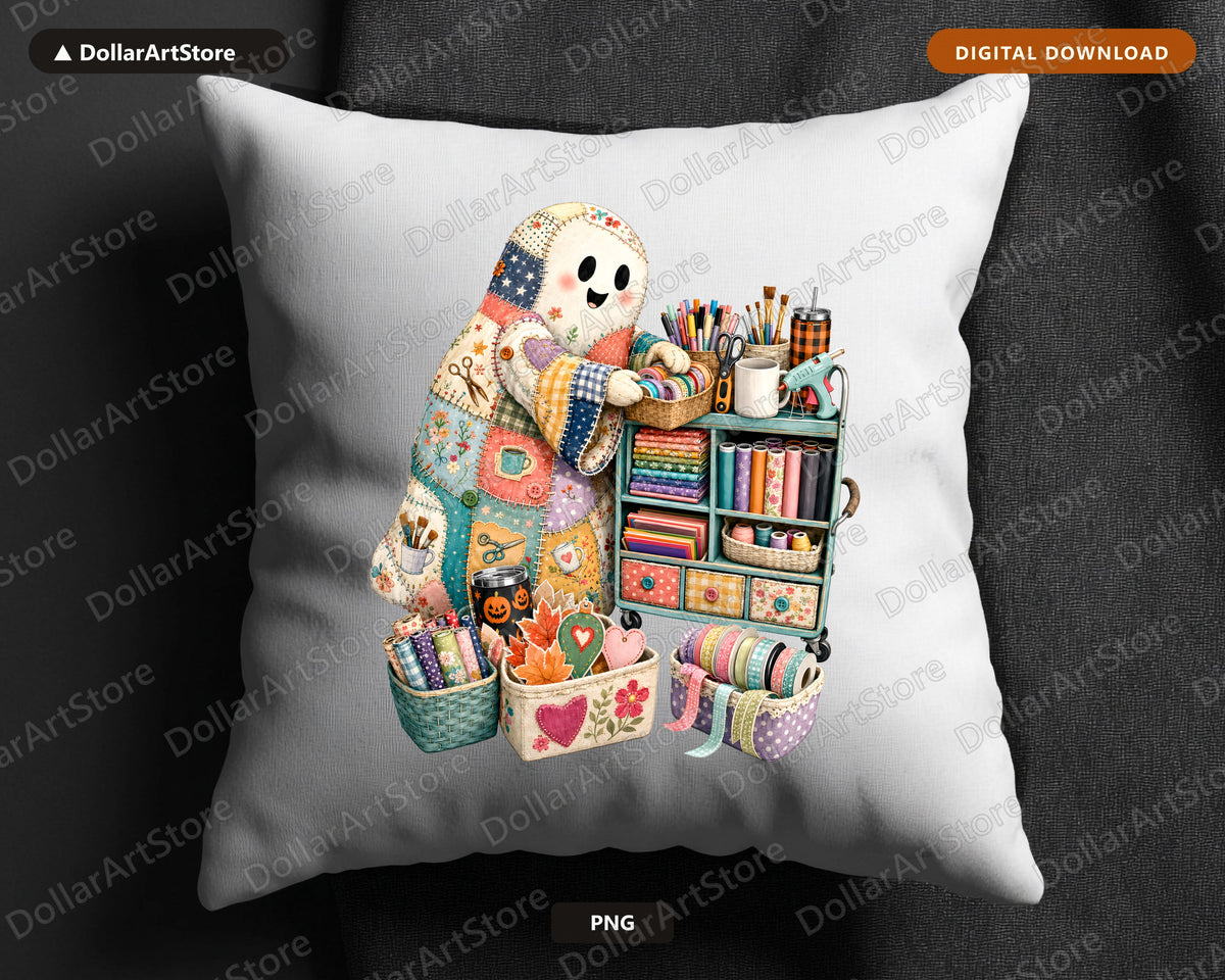 Crafting Ghost PNG, Sublimation Design, Print-on-Demand Digital Download
