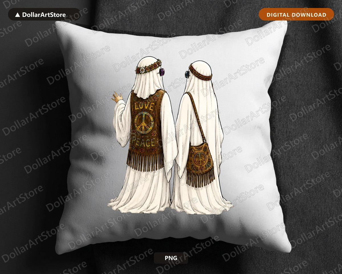 Boho Ghost Hippie PNG, Love Peace Design, Sublimation Shirt Download