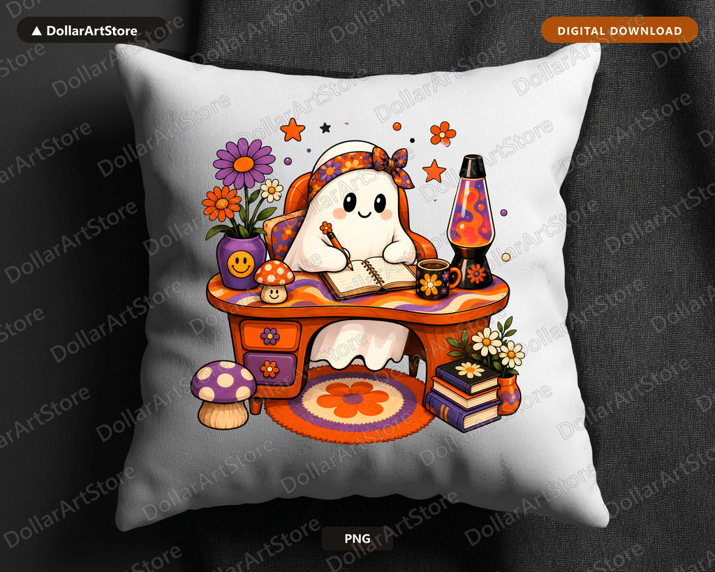 Bookish Ghost PNG, Sublimation Design, Cute Reading Art Digital Download