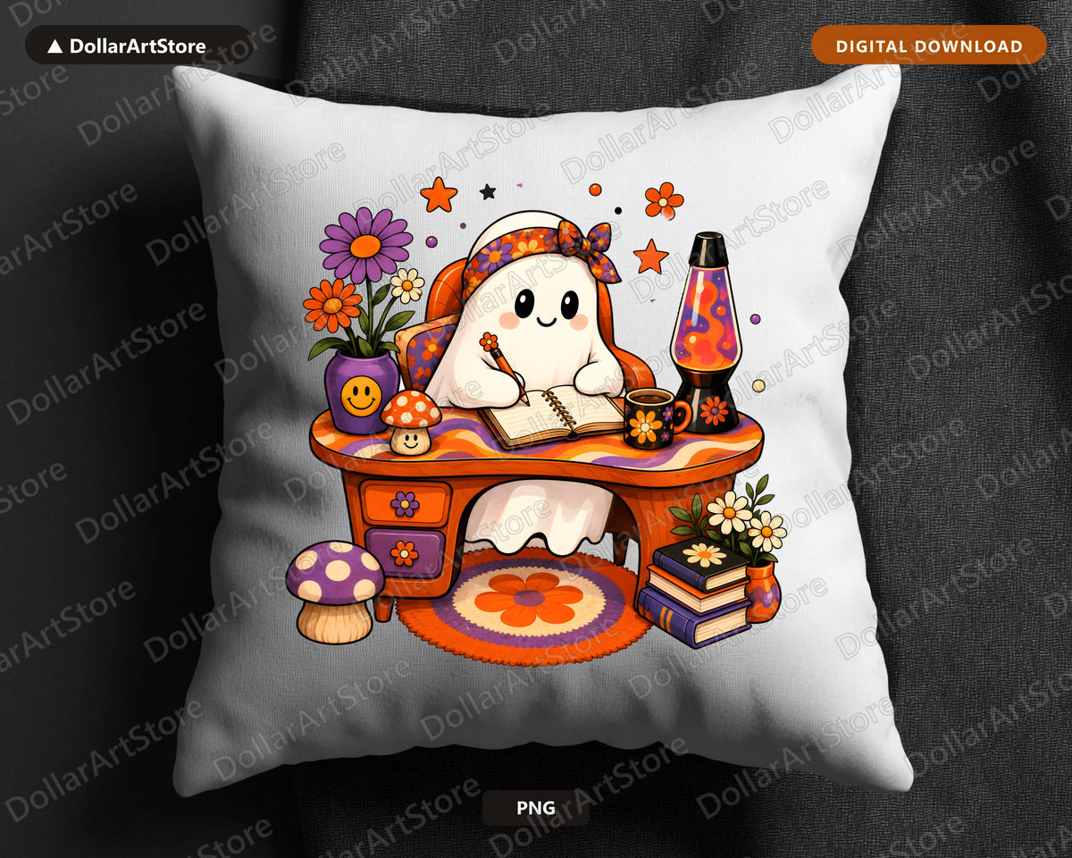 Bookish Ghost PNG, Sublimation Design, Cute Reading Art Digital Download