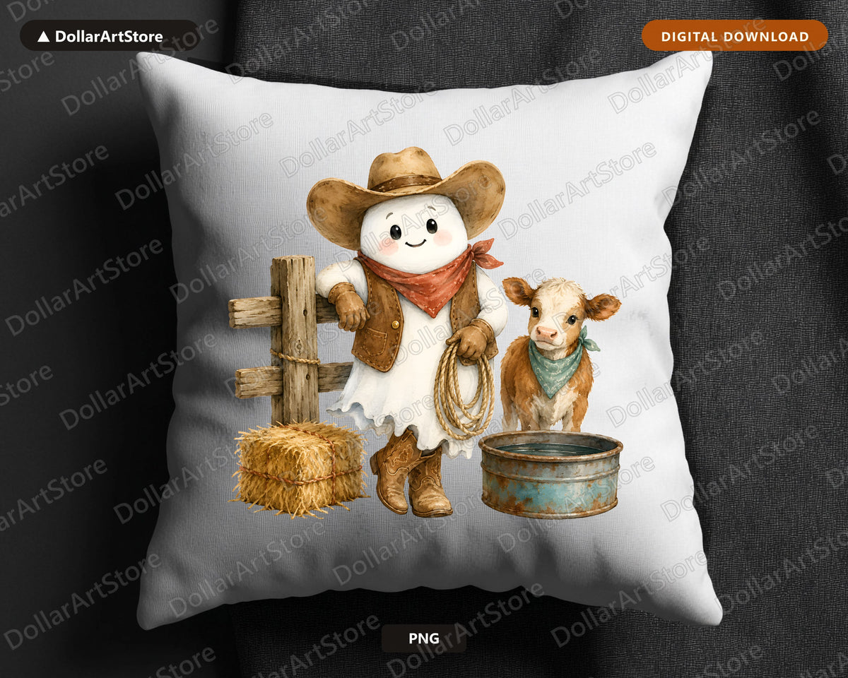 Western Cowboy Ghost PNG, Sublimation Design, Shirt Sublimation Print Download
