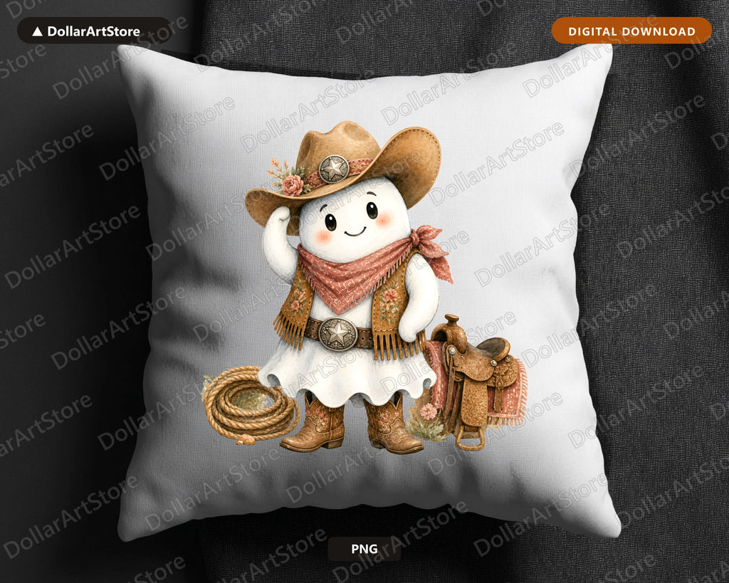 Cute Cowboy Ghost PNG, Western Sublimation Design, Shirt Design Digital Download