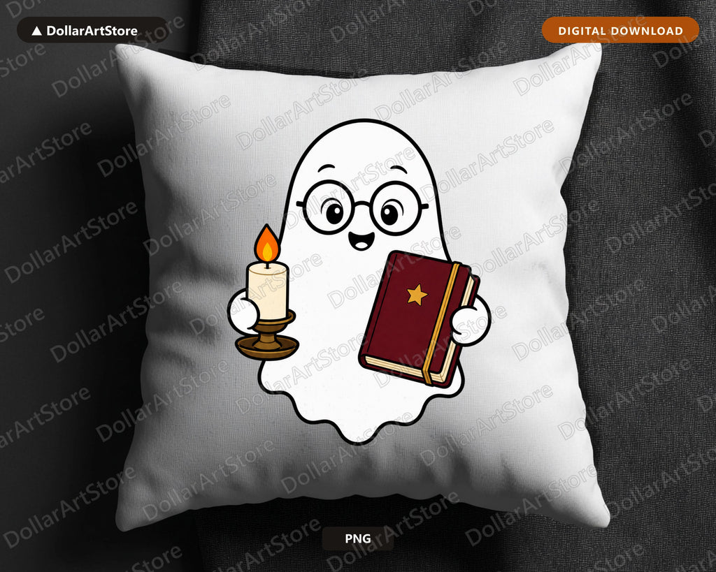 Bookish Ghost PNG, Cute Book Lover Design, Shirt & Tumbler Digital Download