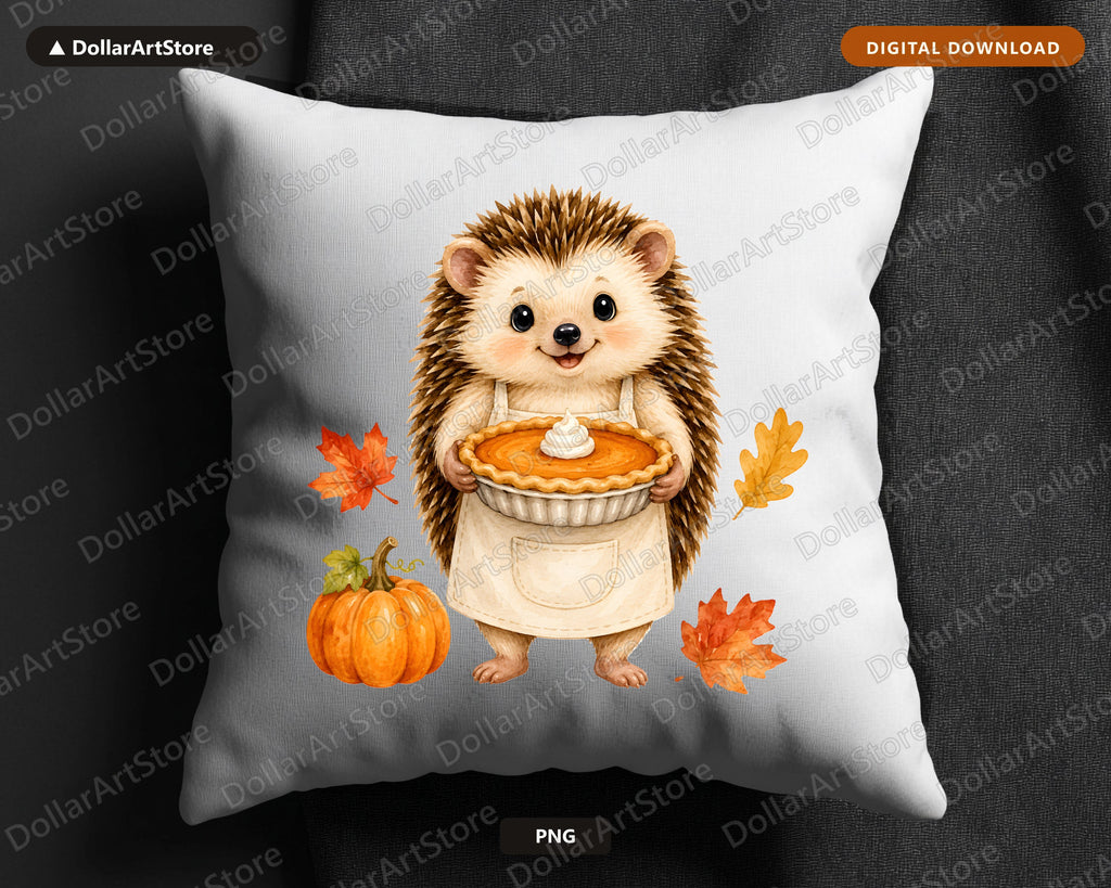 Cute Hedgehog Pumpkin Pie PNG, Fall Sublimation Design, Shirt Design Digital Download