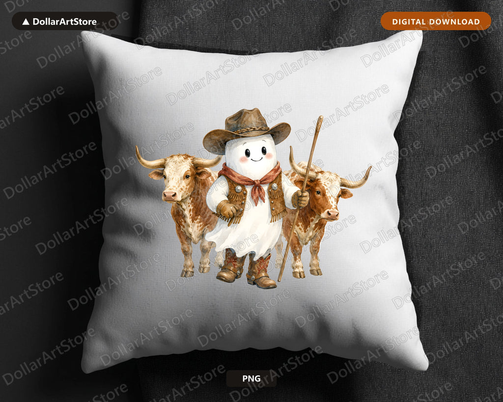 Western Cowboy Ghost PNG, Sublimation Design, Shirt Design Digital Download
