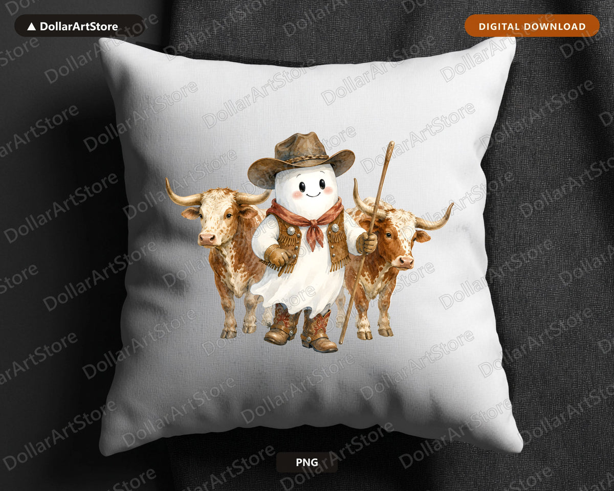 Western Cowboy Ghost PNG, Sublimation Design, Shirt Design Digital Download