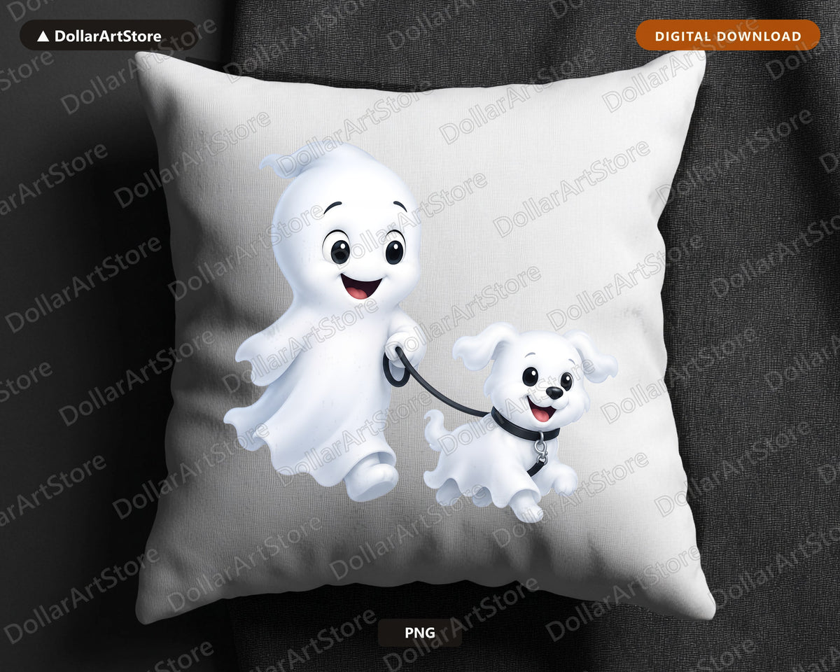 Cute Halloween Ghost PNG, Friendly Ghost Dog Digital Download Sublimation Design