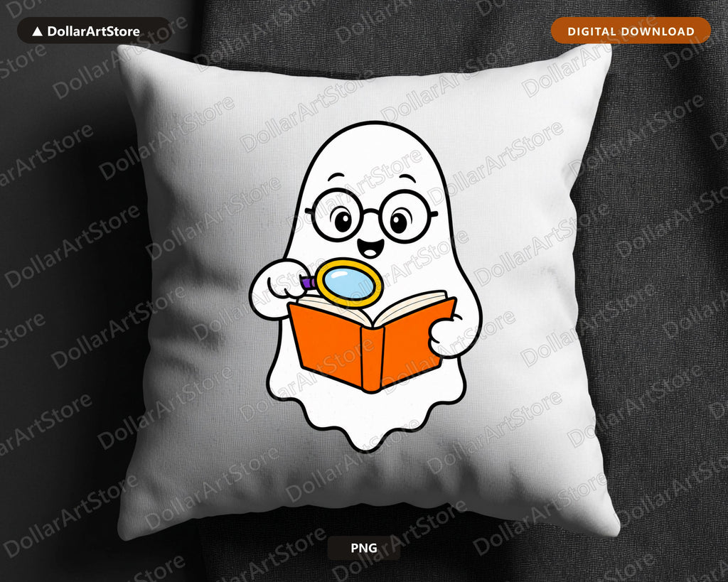 Bookish Ghost PNG, Cute Halloween Design, Sublimation Shirt Download