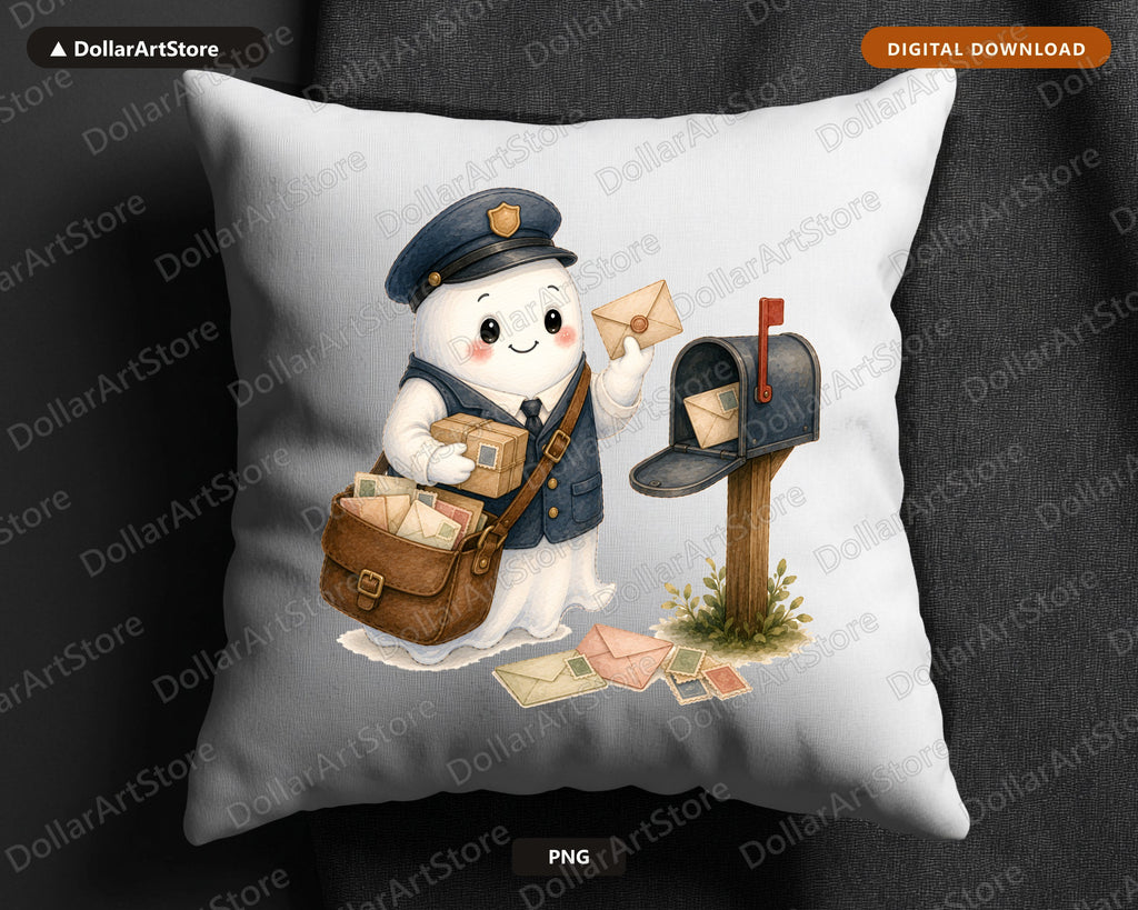 Cute Postman Ghost PNG, Sublimation Design, Shirt Design Digital Download