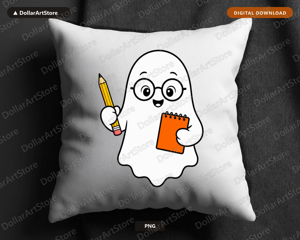 Bookish Ghost PNG, Cute Character Design, Sublimation Shirt Design Digital Download