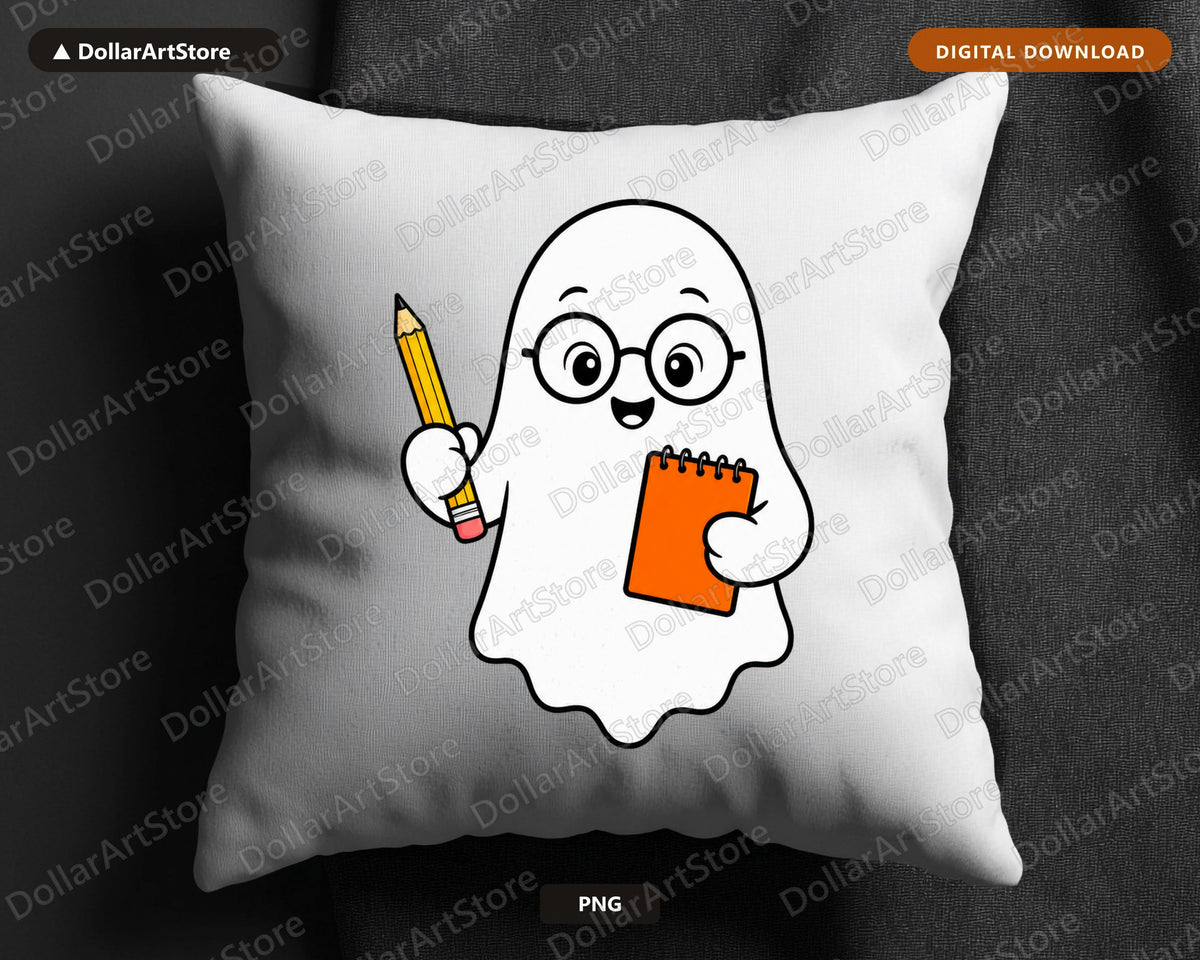 Bookish Ghost PNG, Cute Character Design, Sublimation Shirt Design Digital Download