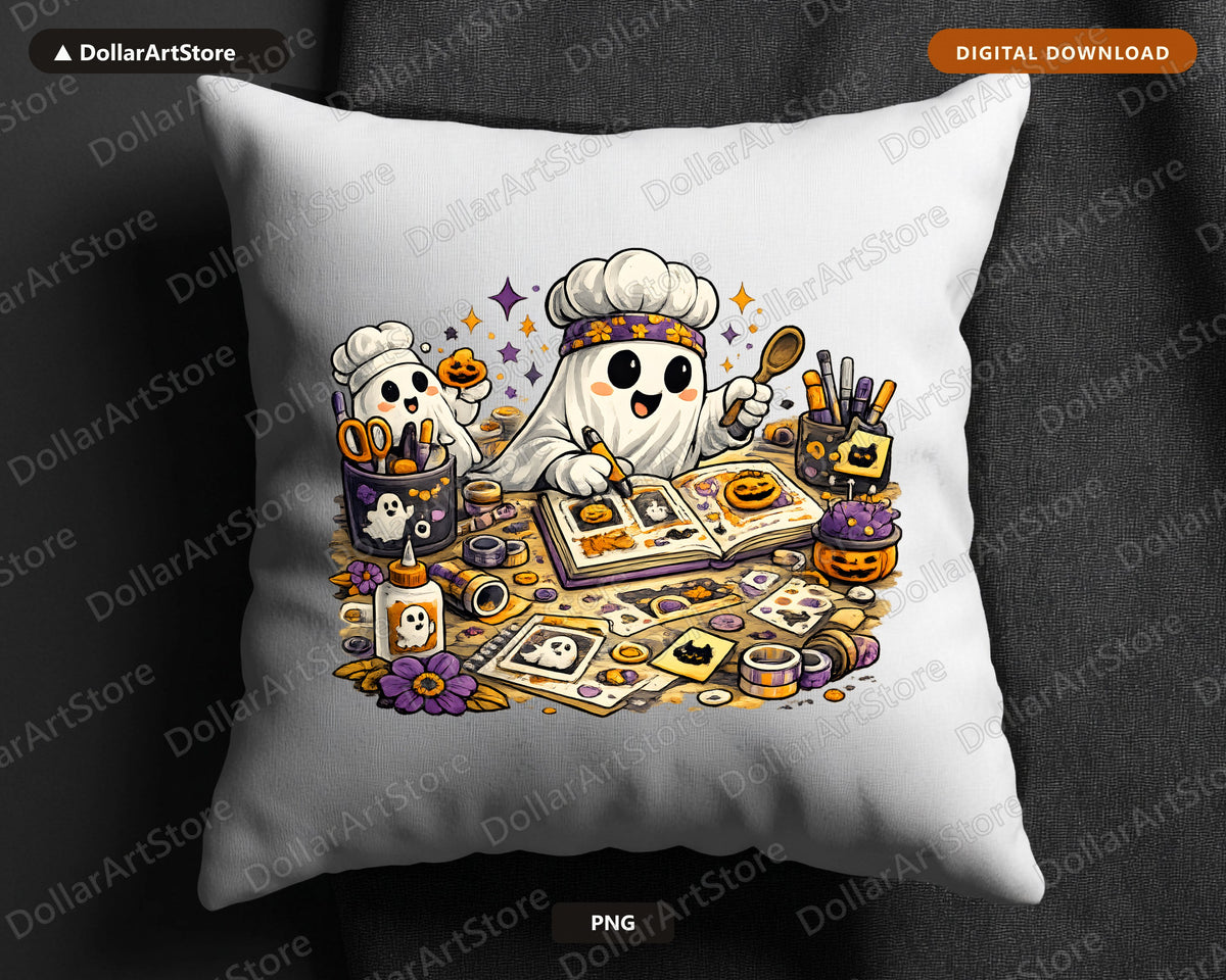 Cute Halloween Ghost Chef PNG, Sublimation Design, Shirt Design Digital Download