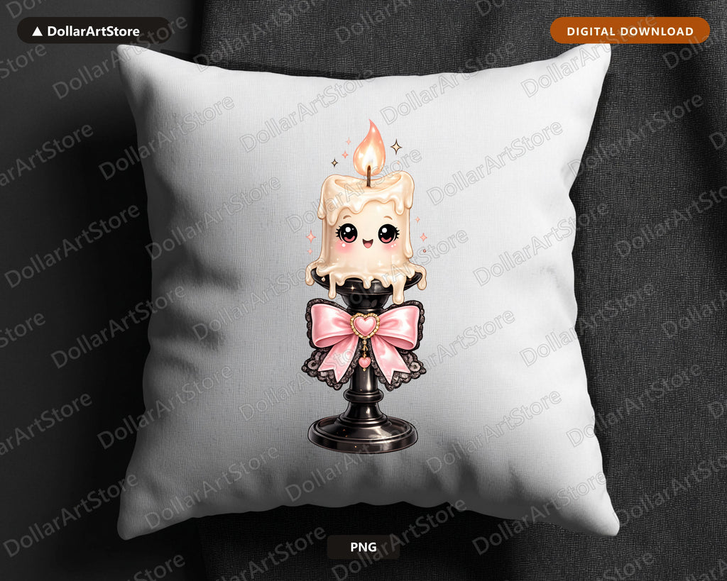 Coquette Halloween Candle PNG, Cute Character Design, Sublimation Shirt Design