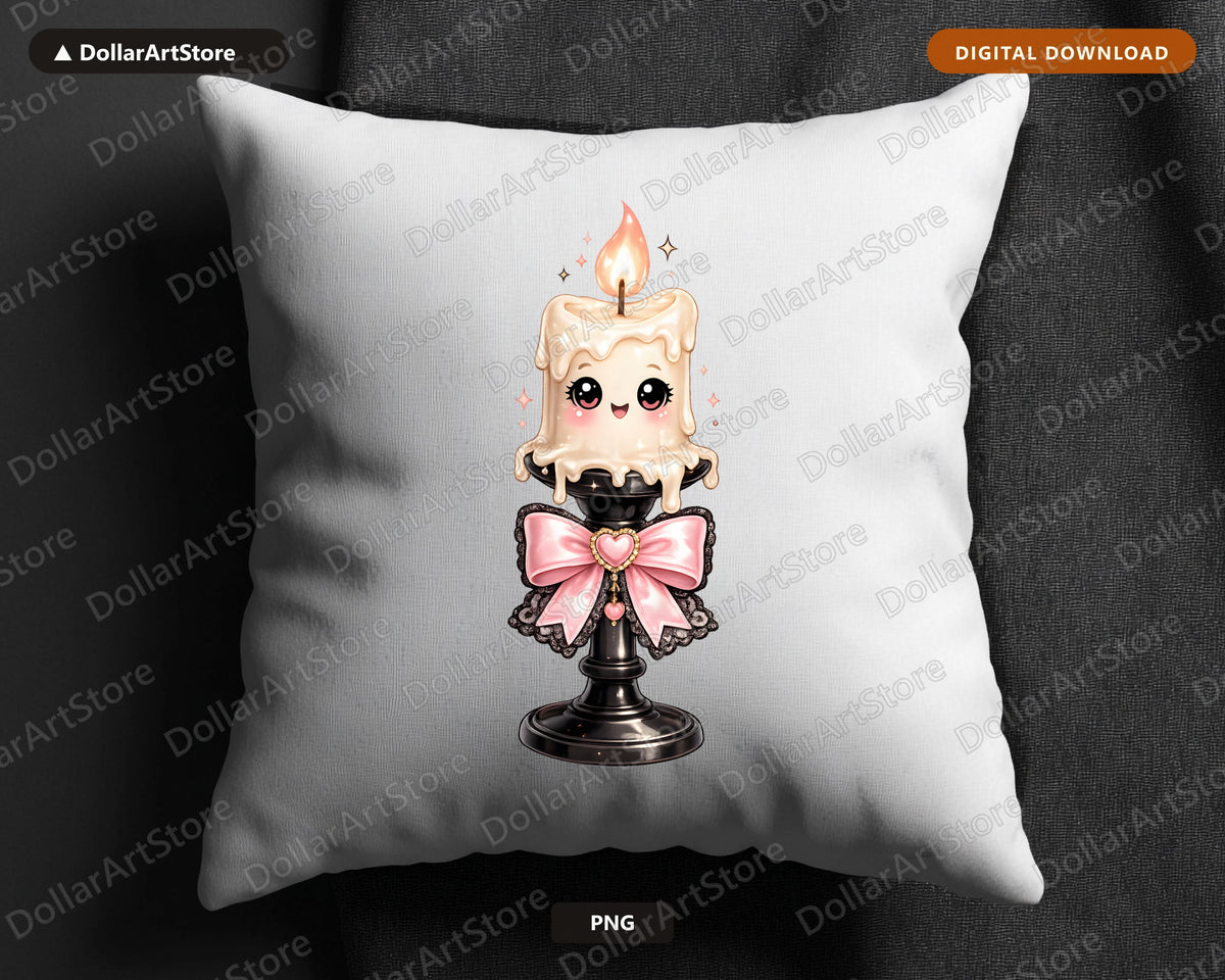 Coquette Halloween Candle PNG, Cute Character Design, Sublimation Shirt Design
