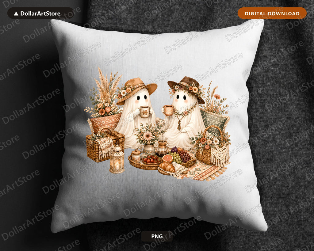 Boho Ghost PNG, Autumn Sublimation Design, Shirt & Tumbler Print Digital Download