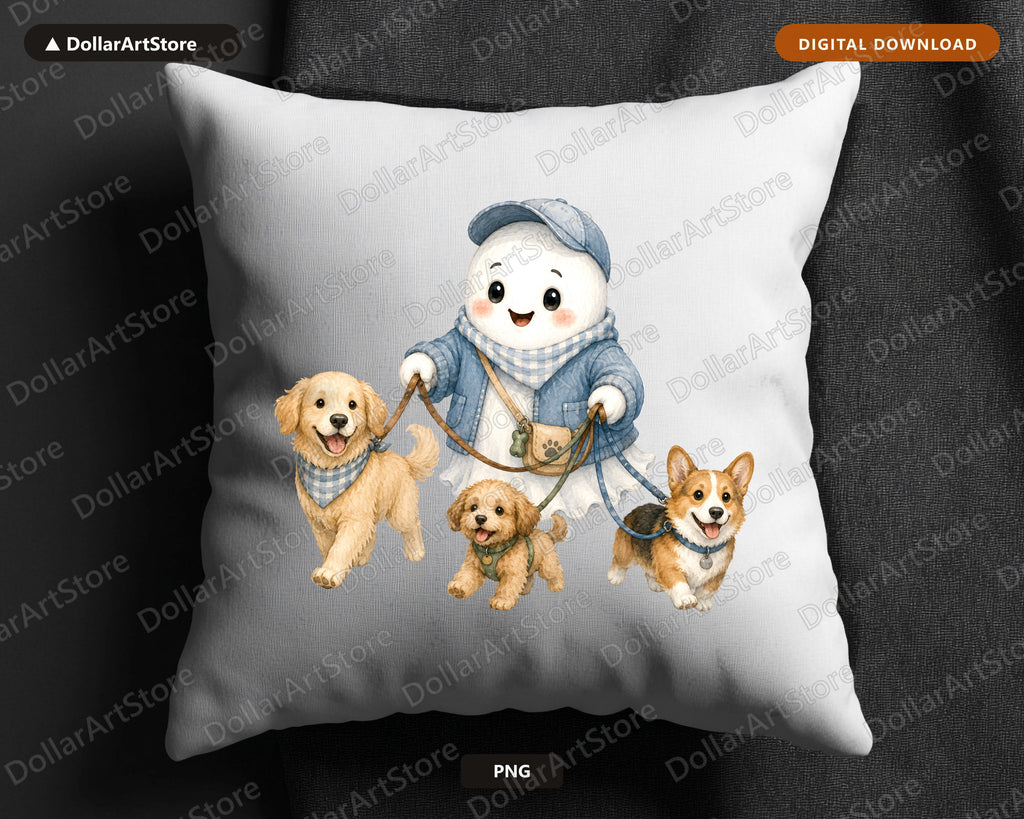 Cute Snowman Walking Dogs PNG, Sublimation Design, Digital Download