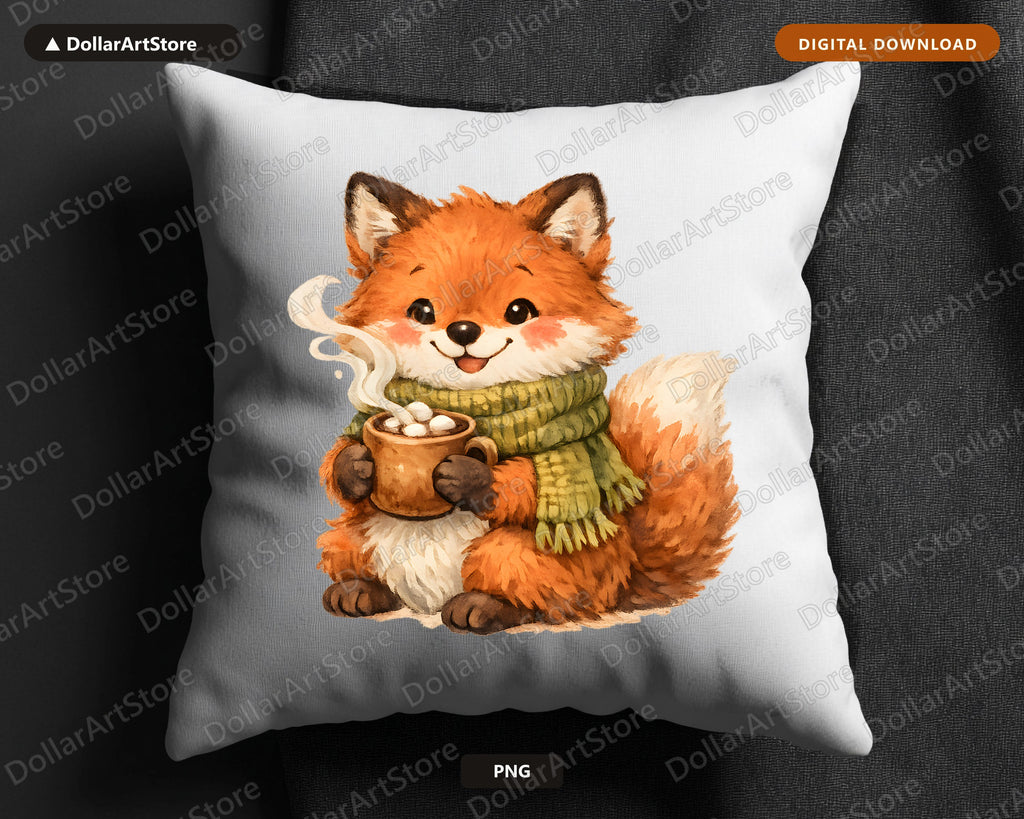 Cozy Fox PNG, Sublimation Design, Shirt Design Digital Download