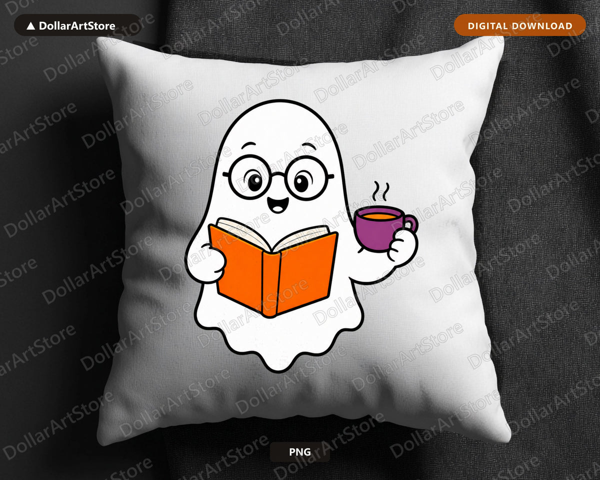 Bookish Ghost PNG, Sublimation Design, Reading Lover Shirt Design Digital Download