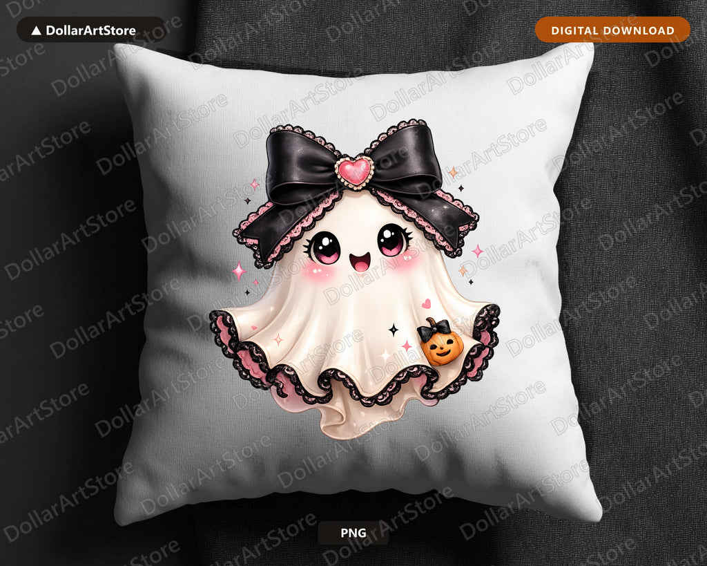 Coquette Halloween Ghost PNG, Cute Sublimation Design, Shirt Print