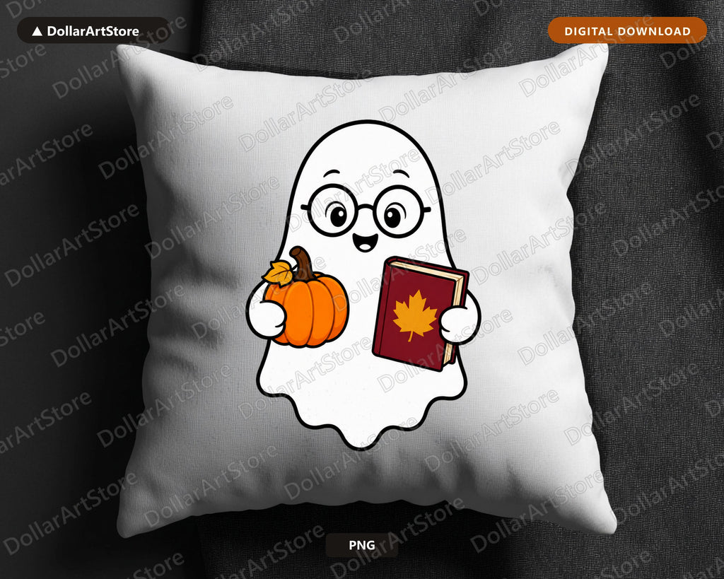 Bookish Ghost PNG, Autumn Fall Design, Sublimation Shirt Printable Download