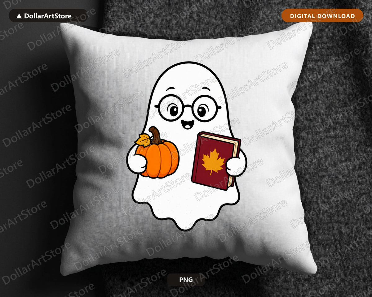 Bookish Ghost PNG, Autumn Fall Design, Sublimation Shirt Printable Download