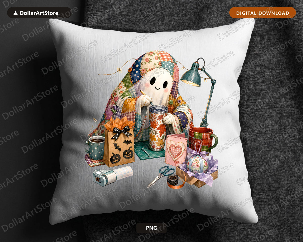 Crafty Ghost PNG, Autumn Sublimation Design, Fall Shirt PNG Digital Download