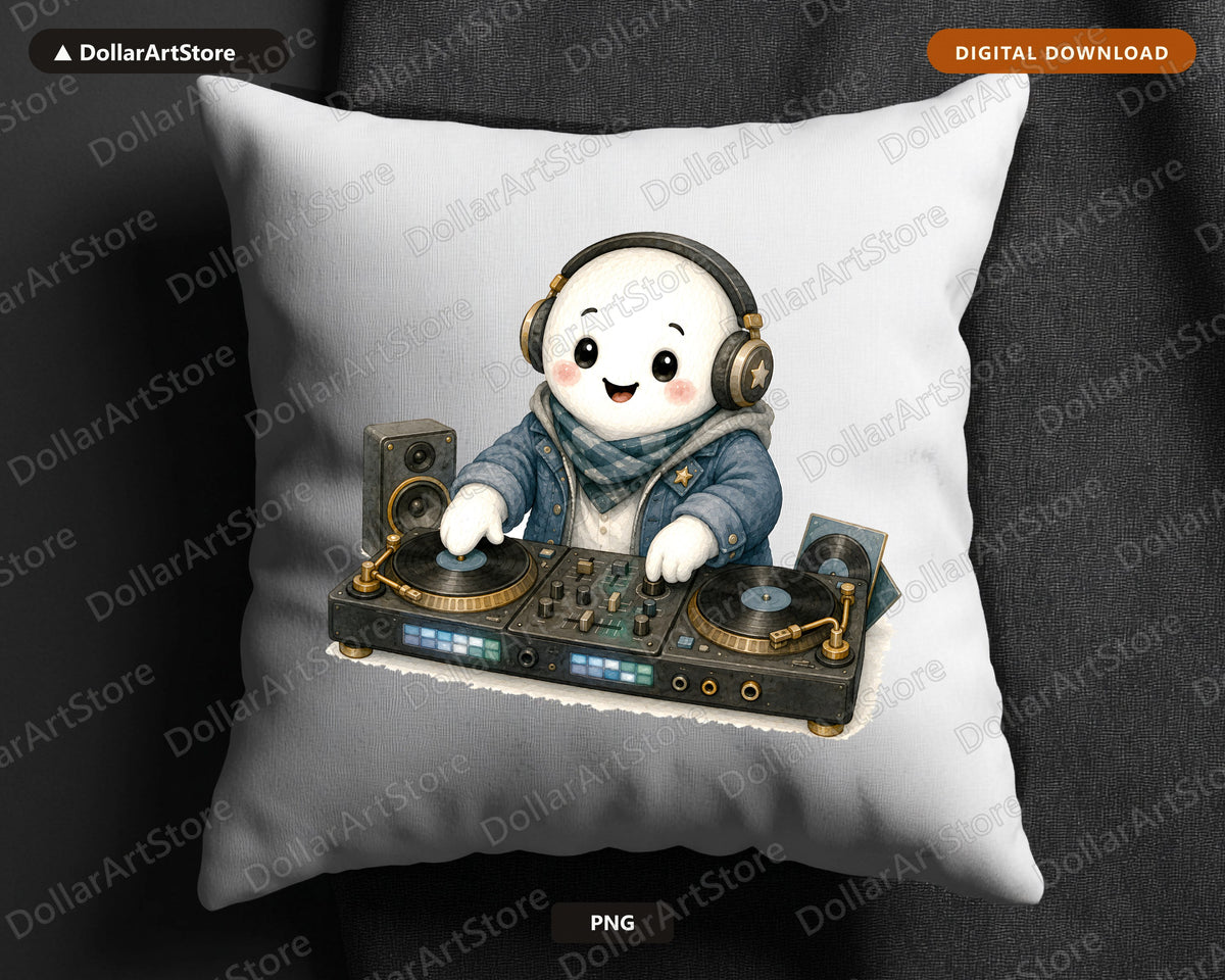 DJ Ghost PNG Sublimation Design, Steampunk Turntable Shirt Design Digital Download