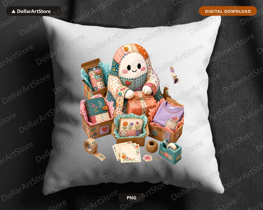 Crafty Ghost PNG, Patchwork Sublimation Design, Shirt & Tumbler Digital Download