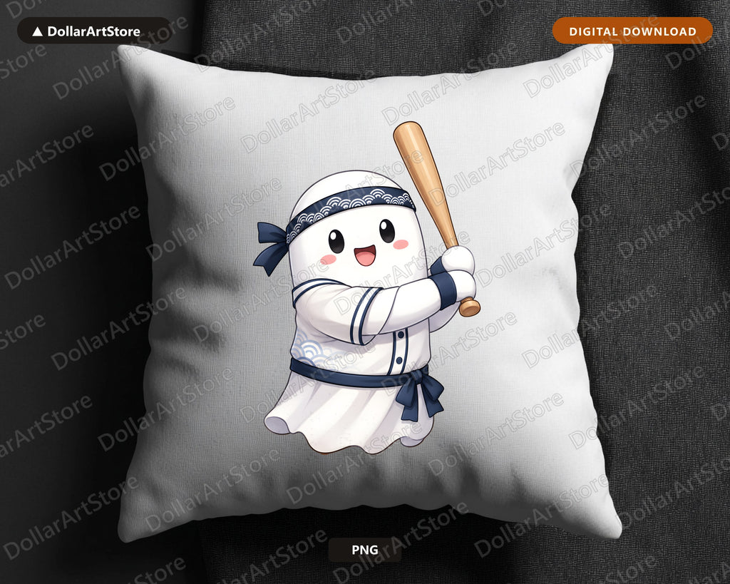 Cute Baseball Ghost PNG, Sublimation Design, Halloween Shirt Design