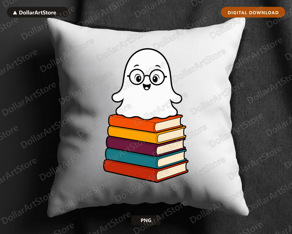 Bookish Ghost PNG, Cute Reading Design, Sublimation Download