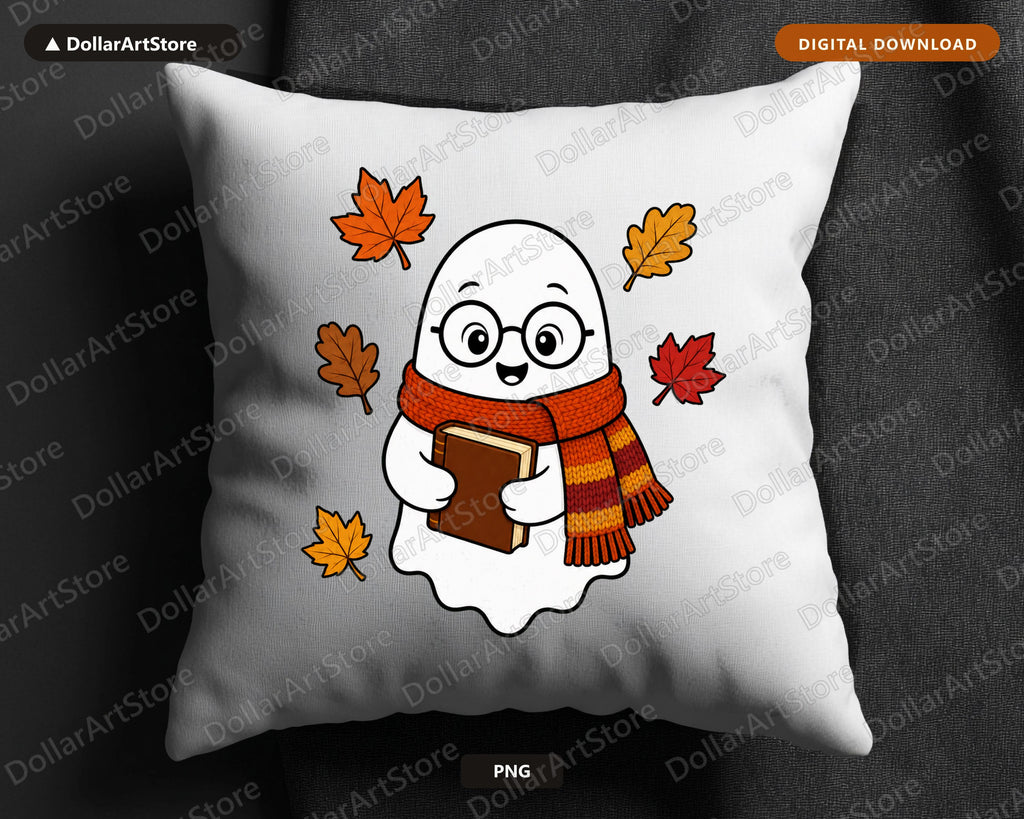 Bookish Ghost PNG, Fall Sublimation Design, Autumn Shirt Design Digital Download