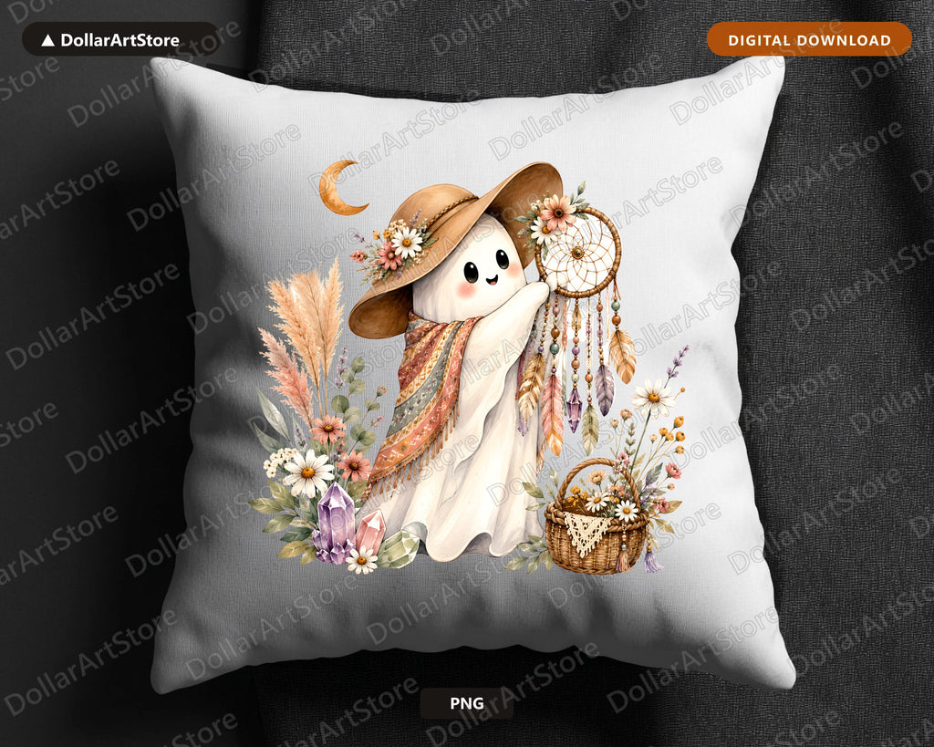 Boho Ghost PNG, Sublimation Design, Cute Spirit Shirt Design Digital Download