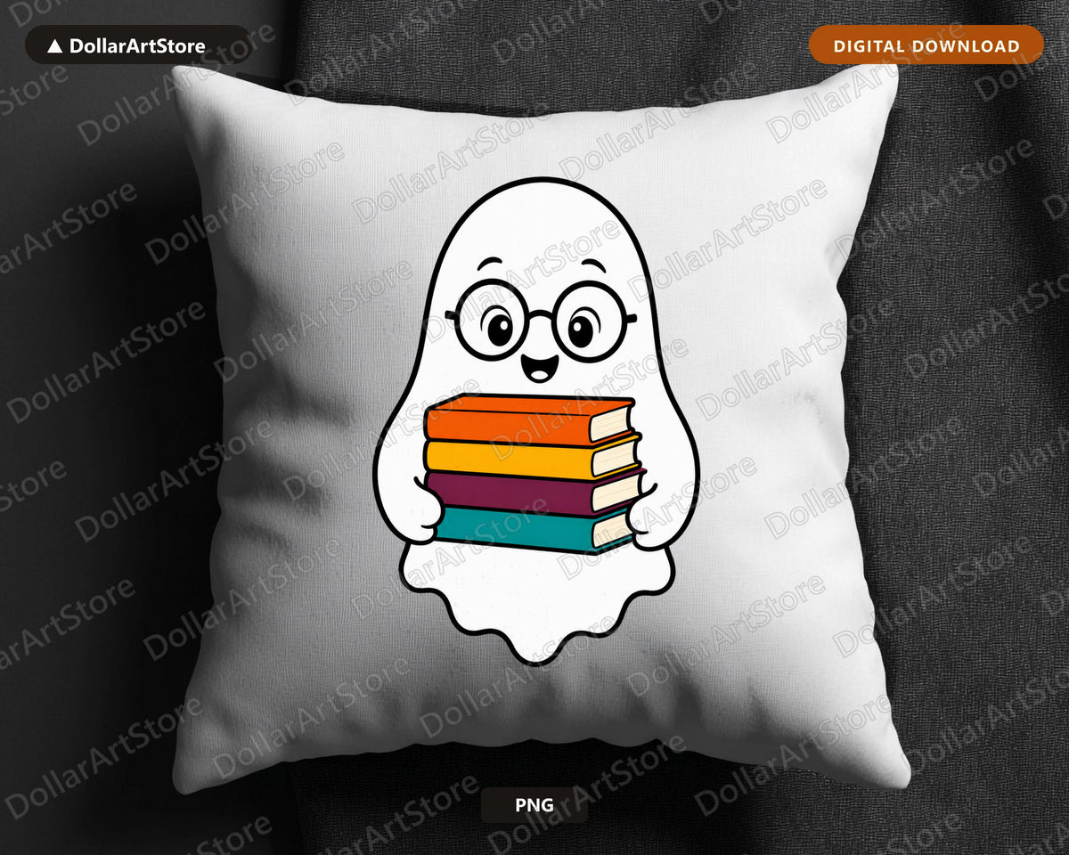 Bookish Ghost PNG, Cute Book Lover Design, Sublimation Shirt Digital Download