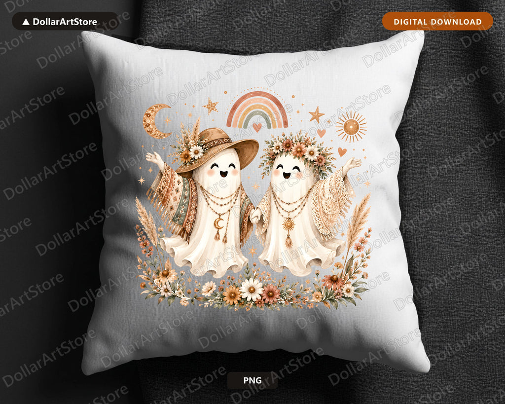 Boho Ghost PNG, Sublimation Design, Halloween Shirt & Tumbler PNG Digital Download