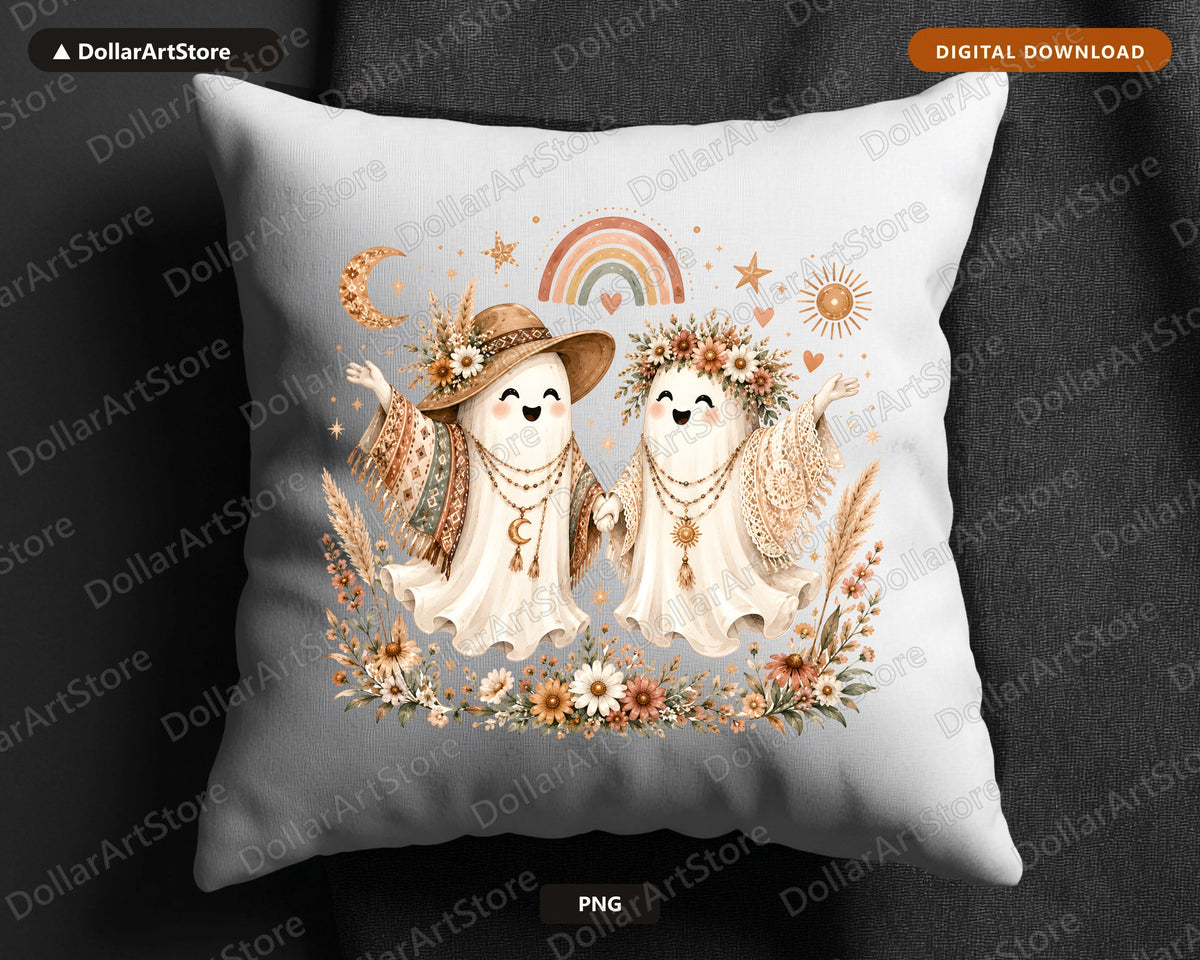 Boho Ghost PNG, Sublimation Design, Halloween Shirt & Tumbler PNG Digital Download