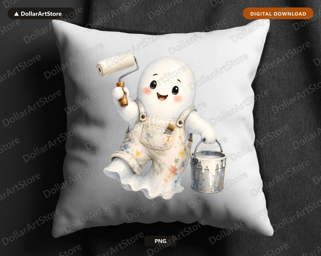 Painter Ghost PNG, Cute Character Design, Sublimation Shirt Download