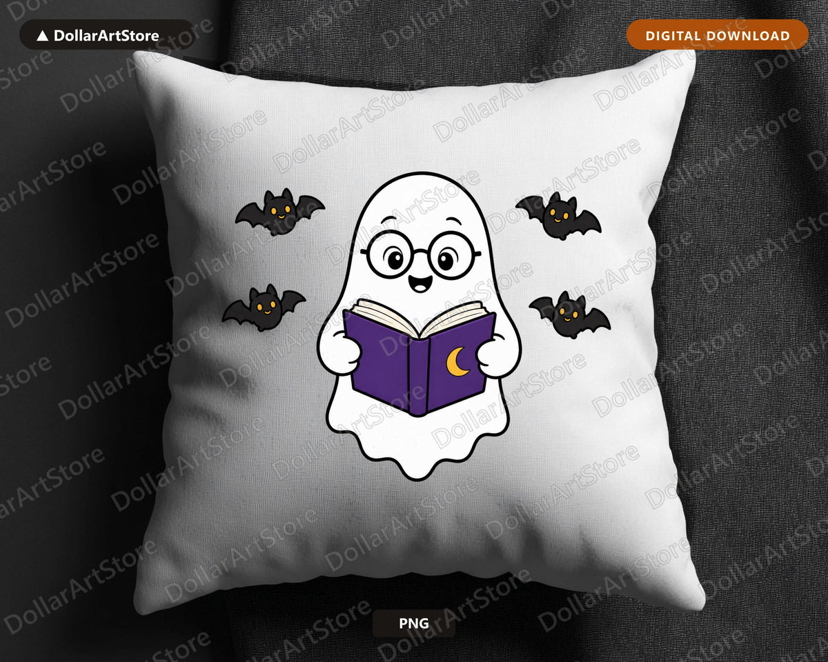 Bookish Ghost PNG, Halloween Sublimation Design, Shirt Design Digital Download