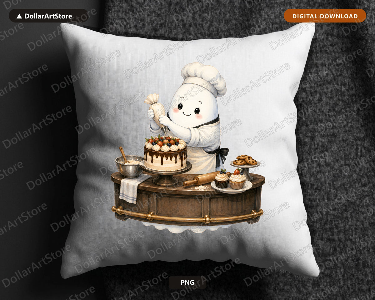 Baker Ghost PNG, Sublimation Design, Shirt & Tumbler Digital Download